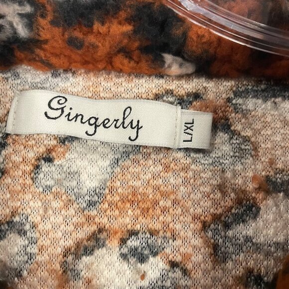 Gingerly Women's Cheetah Print Pullover Fleece Orange/Multi Size L/XL - Picture 8 of 9